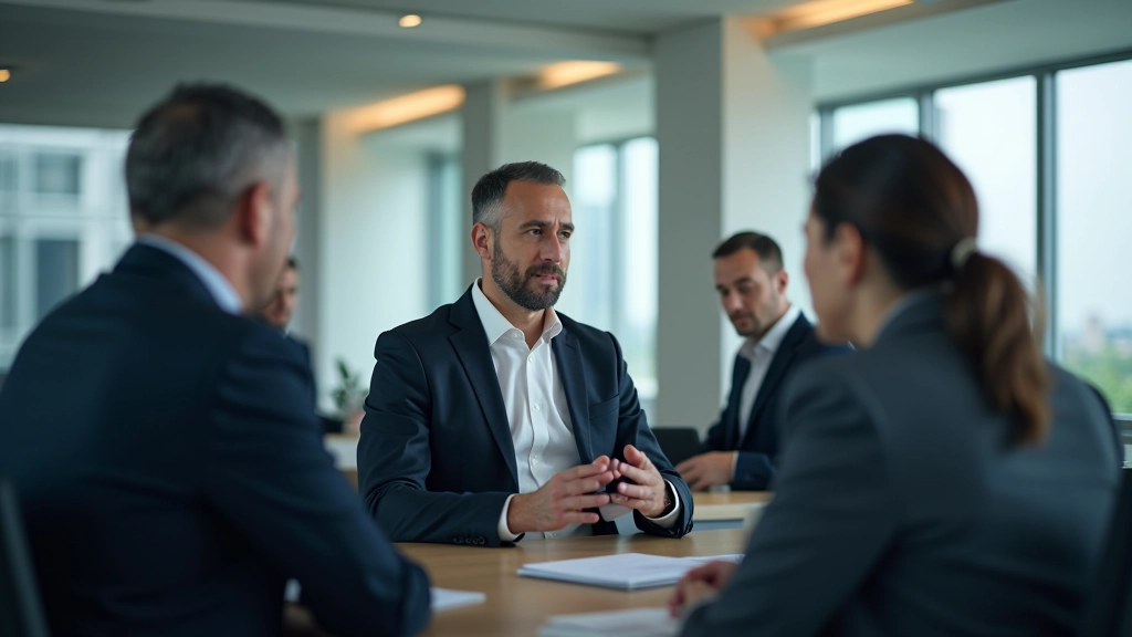 Modern office workspace with investment professionals