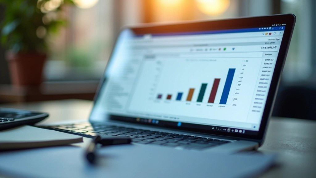 Financial spreadsheet and investment calculation on computer screen with business metrics